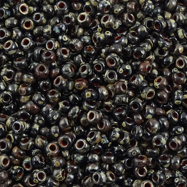 Miyuki 8 Round Seed Bead, 8-4511, Black Picasso