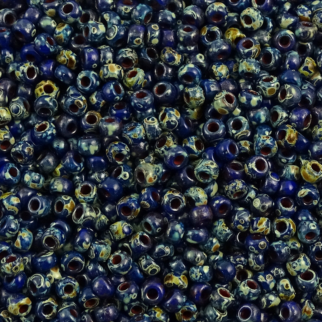 Miyuki Seed Bead 8/0: Opaque Picasso Cobalt (10 Grams)