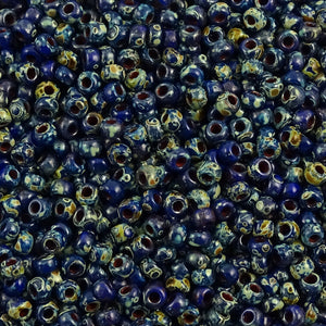 Miyuki Seed Bead 8/0: Opaque Picasso Cobalt (10 Grams)