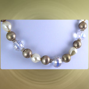 Vintage-Style Necklace: Swarovski w/ Baroque Glass Pearls
