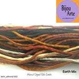 Hand Dyed Silk-Satin Cords: Earth Mix  (4-5mm width), Pack of 3 cords