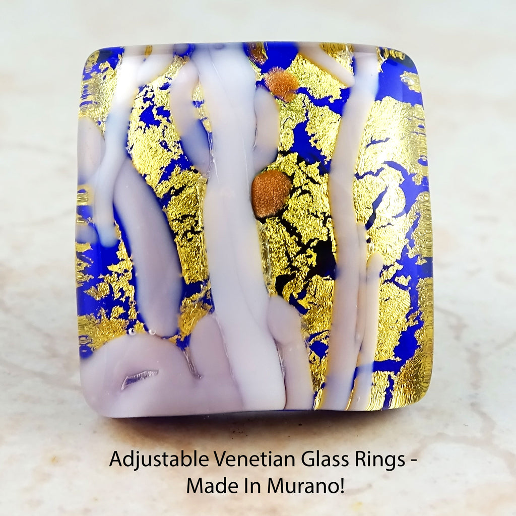 Adjustable Venetian Glass Rings -  Made In Murano!