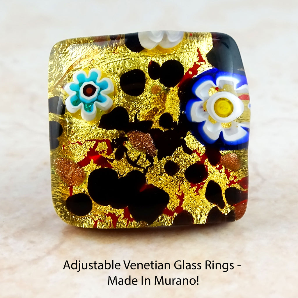 Adjustable Venetian Glass Rings -  Made In Murano!