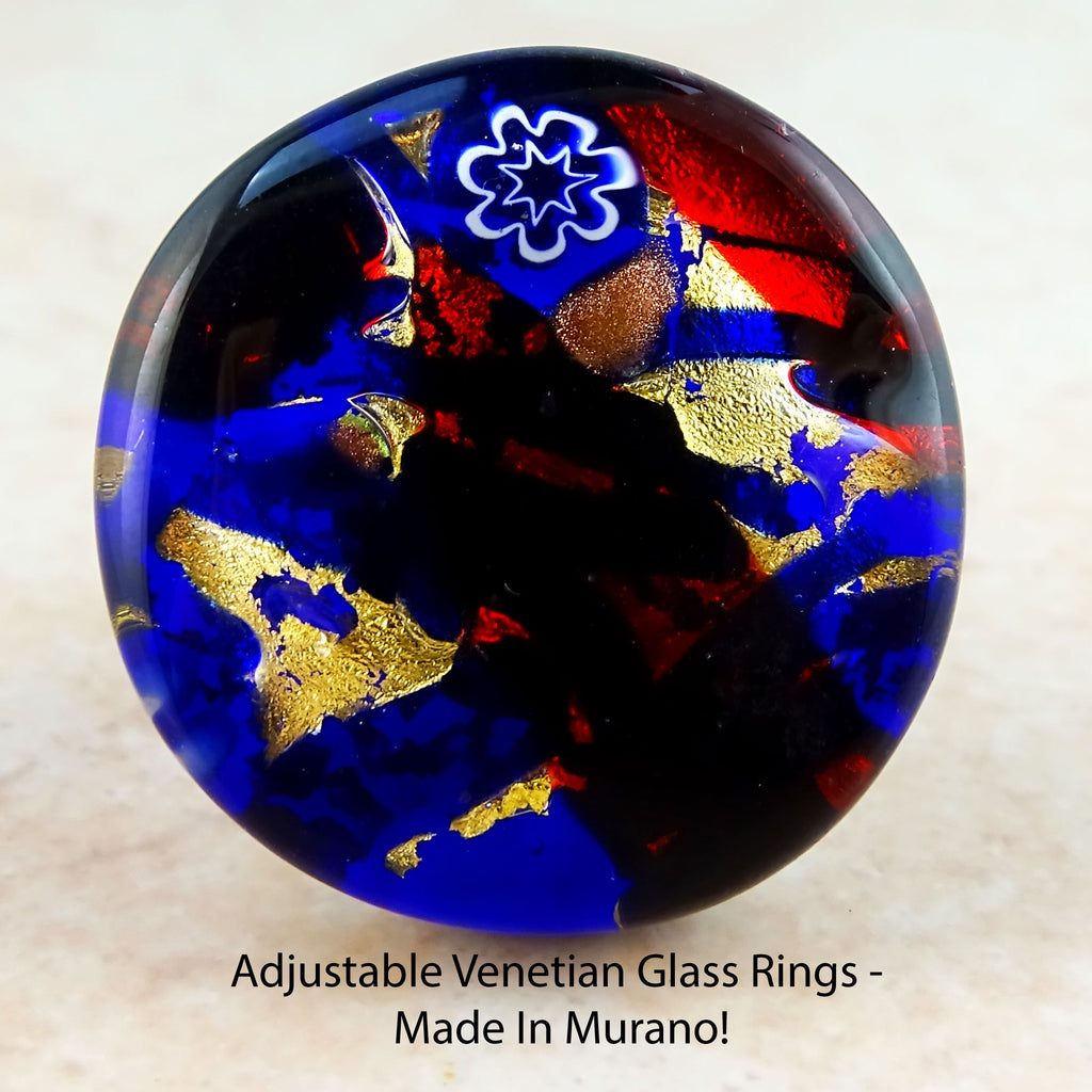 Adjustable Venetian Glass Rings -  Made In Murano!