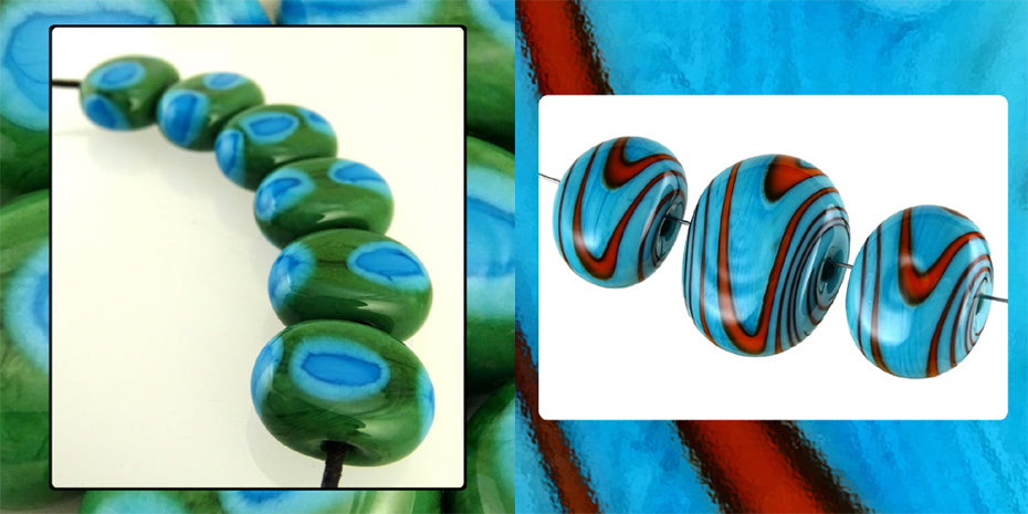 Handmade Glass Bead Set: 9 Lampwork Beads - Fun! (Multicolored with Raised  Decoration)