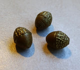 Czech Glass: Acorn Beads - Rustic Brown with Gold Wash (Bag of 3 beads)