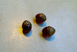 Czech Glass: Acorn Beads -  Deep Trans. Red w/ Gold Wash (Bag of 3 beads)