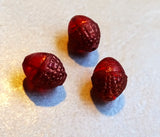 Czech Glass: Acorn Beads -  Ruby Red w/ Copper Wash (Bag of 3 beads)