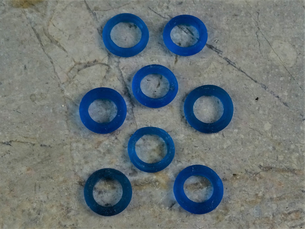 Small Glass Rings - Matte Capri Blue