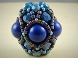 Caged Blues - Hand-Woven Beaded Beads
