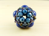 Caged Blues - Hand-Woven Beaded Beads