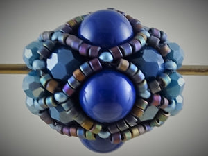 Caged Blues - Hand-Woven Beaded Beads