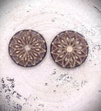 Czech Glass Beads: Origami Flower Beads, Coin-Shape,18mm, Purple-Copper Lustre W/ Silver Wash (Bag of 2 Beads)