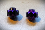 Czech Glass Beads: Faceted Crown Bead - Black w/ Bright Purple Wash (Bag of 2 beads)