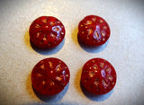 Czech Glass Beads: Dahlia - Glossy Red w/ Copper Wash (Bag of 4 beads)