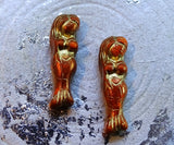 Czech Glass Beads: Gilded Mermaid - Burnt Orange  (Bag of 2 beads)