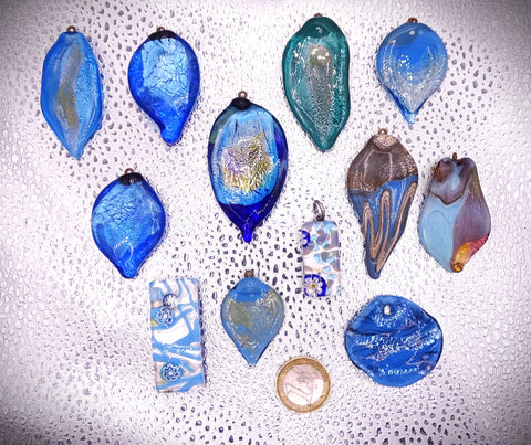 Designer Bead Bundle - Murano Glass Pendants - Shades of Blue