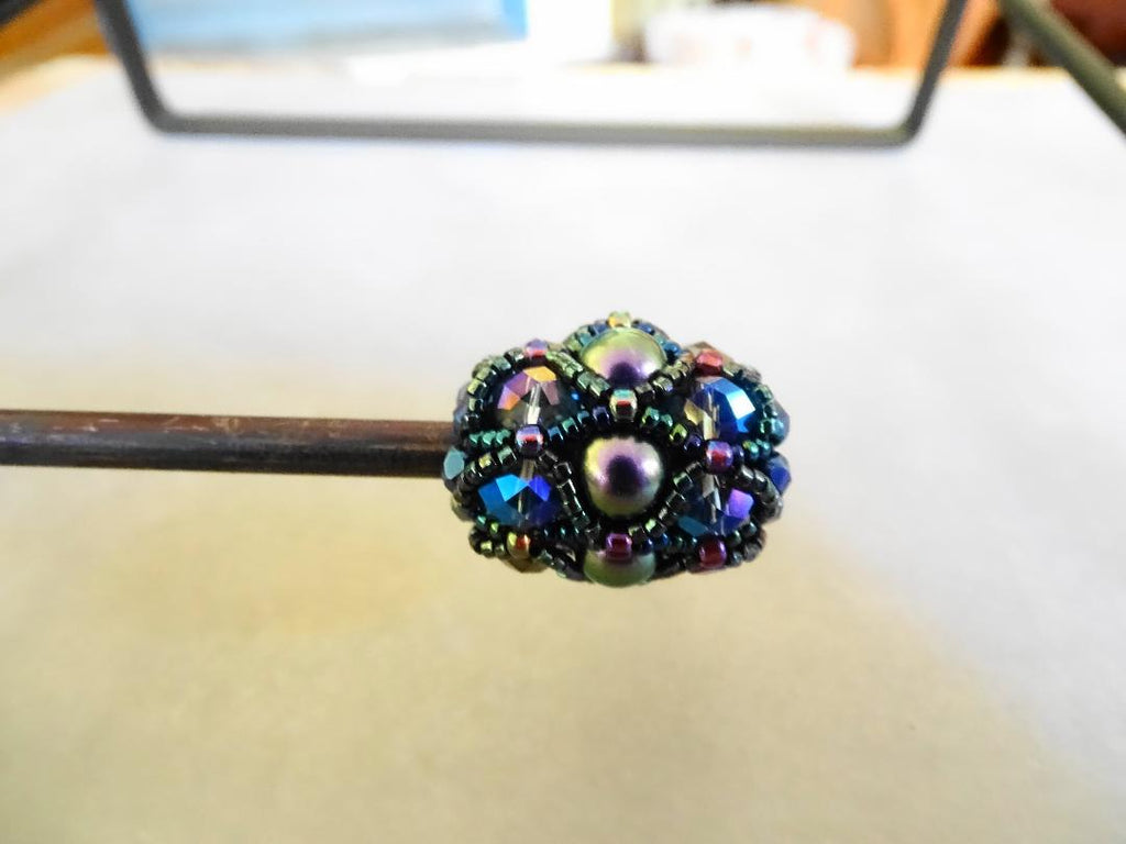 NOIR Focal Bead - Hand-Woven Beaded Bead