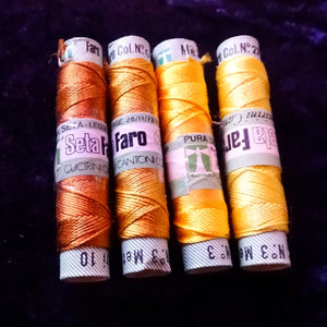Vintage Italian Silk Embroidery/Buttonhole Thread - Rolled Gold  (Pack of 4 Colors)
