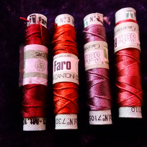 Vintage Italian Silk Embroidery/Buttonhole Thread- Wine Variations (Pack of 4 Colors)