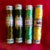 Vintage Italian Silk Embroidery/Buttonhole Thread - Shades of Green  (Pack of 4 Colors)