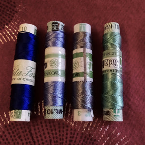 Vintage Italian Silk Embroidery/Buttonhole Thread - Shades of Blue  (Pack of 4 Colors) (Copy)