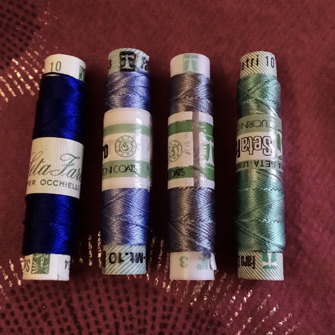 Vintage Italian Silk Embroidery/Buttonhole Thread - Shade of Blue  (Pack of 4 Colors) (Copy)