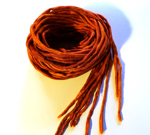Hand Dyed Silk Cords: Burnt Orange-Sold By The Individual Cord (Width: 2-3mm)