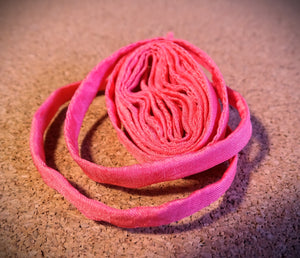 Hand Dyed Silk Cords: Habotai Silk Cord, Watermelon Pink (Width: 4-5mm)