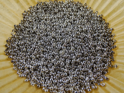 Vintage Venetian Seed Beads, 11/0, Metallic Silver Plate