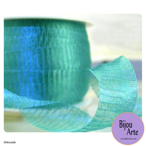 Italian Tubular Wire Mesh Ribbon - Patina Blue (20mm)