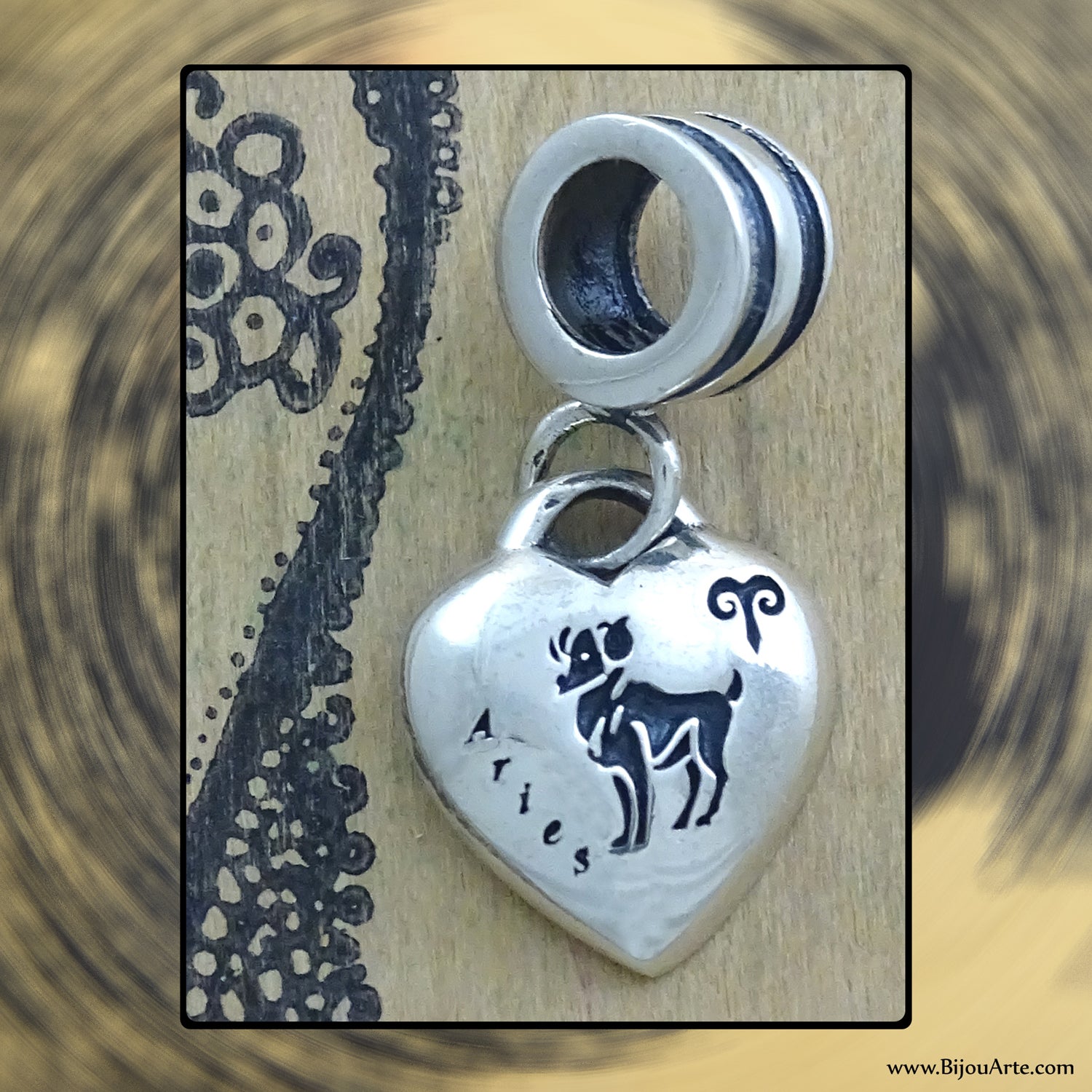 Sterling Silver “Pandora-style” Astrological Charm: ARIES – Bijou Arte  Designs, image size:1500x1500
