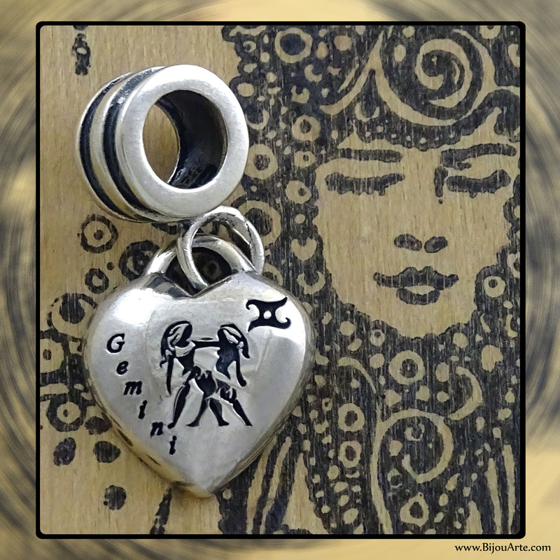 Sterling Silver “Pandora-style” Astrological Charm: GEMINI