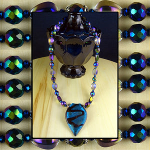 Artisan Necklace: Handmade Venetian Glass Pendant & Vintage Czech Beads