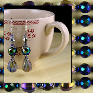 Earrings Featuring Iridescent Glass Beads
