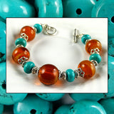 Artisan Bracelet w/ Our Own Handmade Lampwork Beads & Semi-Precious Stone