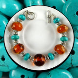 Artisan Bracelet w/ Our Own Handmade Lampwork Beads & Semi-Precious Stone