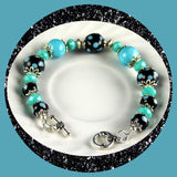 Artisan Bracelet w/ Our Own Handmade Lampwork Beads: Turquoise & Black
