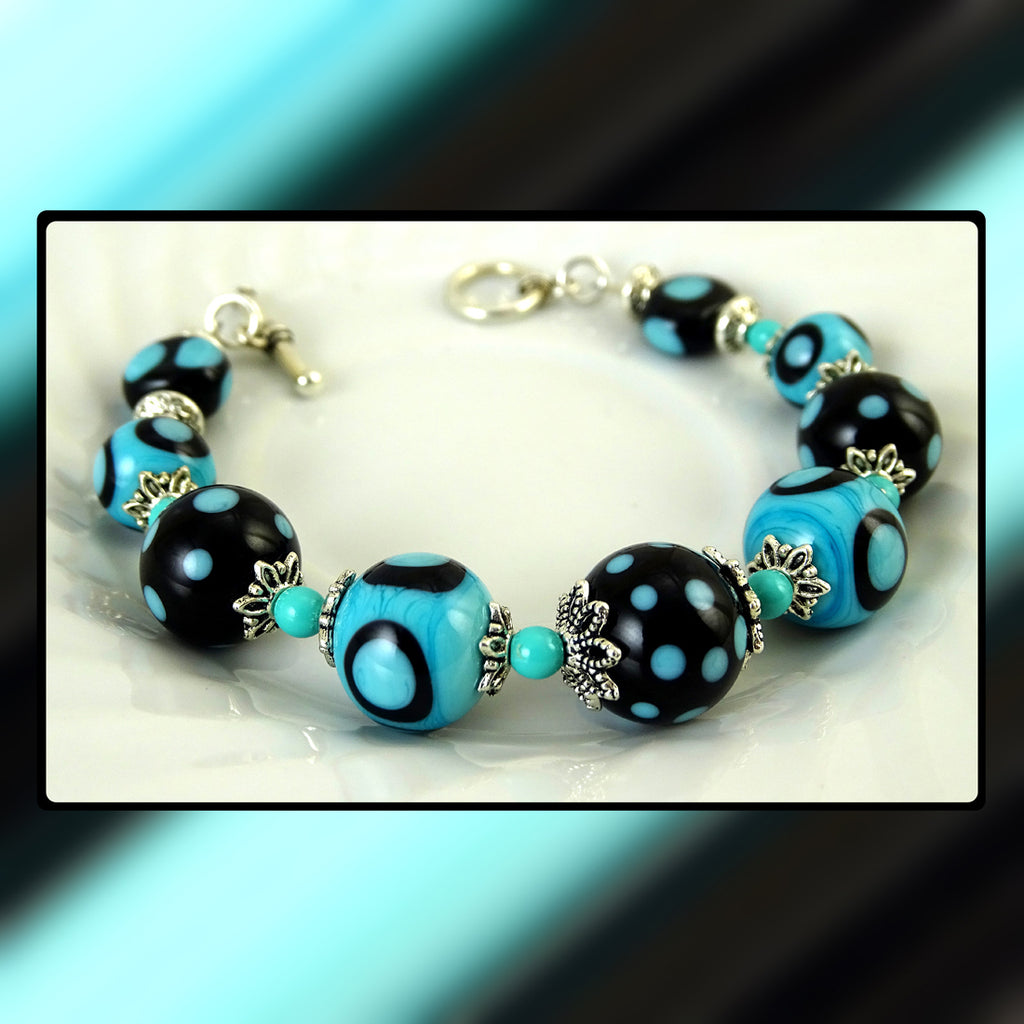 Artisan Bracelet w/ Our Own Handmade Lampwork Beads: Dots On Dots