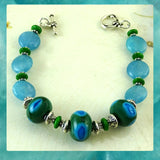Bracelet w/ Our Own Handmade Lampwork Beads & Blue Sponge Quartz
