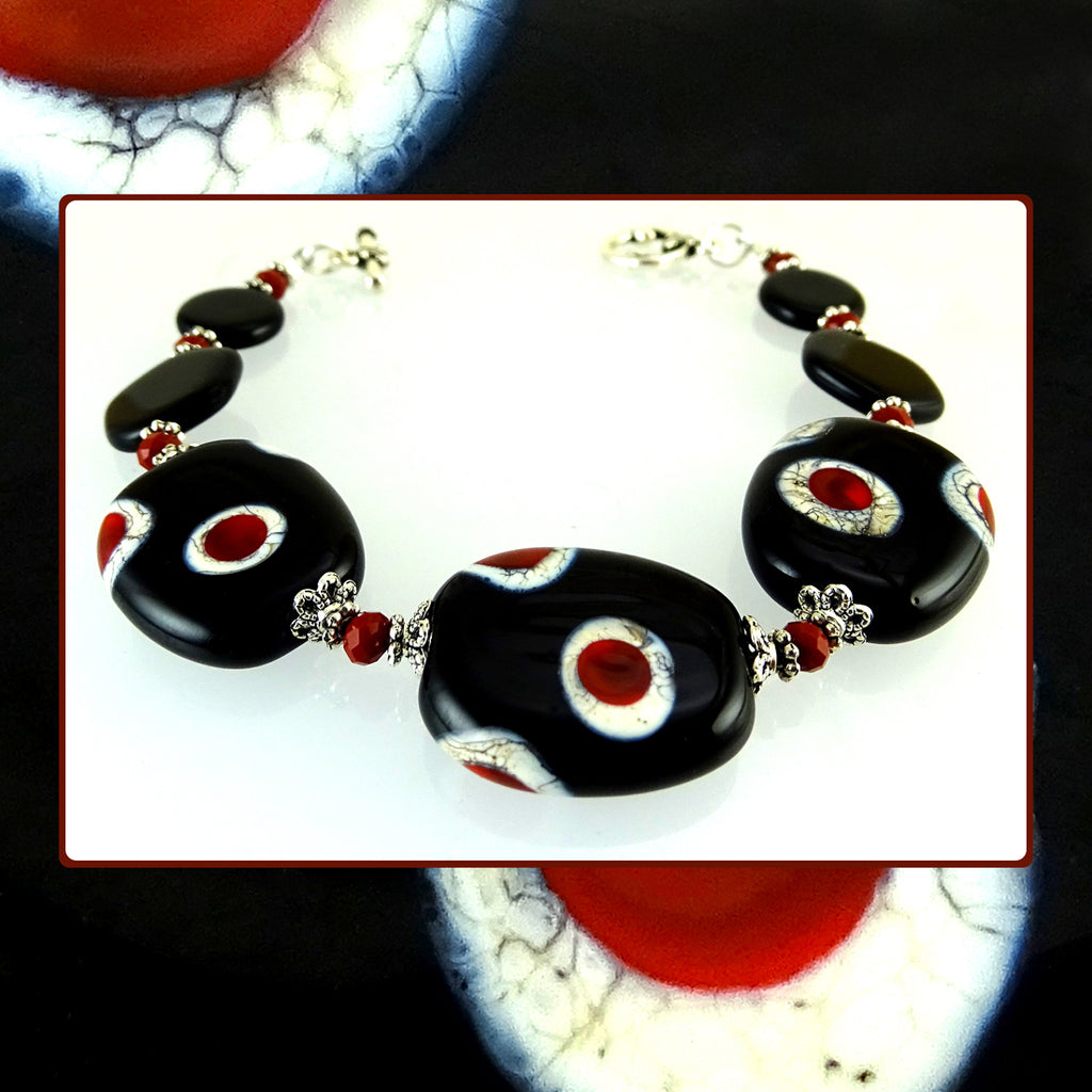 Bracelet w/ Our Own Handmade Lampwork Beads & Czech Glass