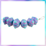 Handmade Glass Bead Set: 6 Lampwork Beads (Turquoise & Pink)