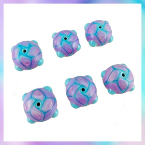 Handmade Glass Bead Set: 6 Lampwork Beads (Turquoise & Pink)