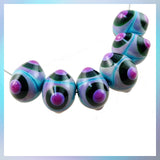 Handmade Glass Bead Set: 6 Lampwork Beads (Turquoise, Pink & Black)