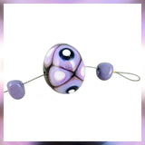Handmade Hollow Core Glass Bead Set: 3 Lampwork Beads (Violet, Pink & Black)
