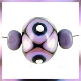 Handmade Hollow Core Glass Bead Set: 3 Lampwork Beads (Violet, Pink & Black)