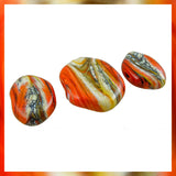 Handmade Glass Bead Set: 3 Lampwork Beads (Coral & Ivory w/ Silver Leaf)