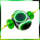 Handmade Hollow Core Glass Bead Set: 3 Lampwork Beads (Transparent Forest Green & Mosaic Green)
