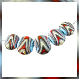 Handmade Glass Bead Set: 5 Lampwork Beads (Dark Red, Periwinkle & Ivory)