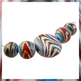 Handmade Glass Bead Set: 5 Lampwork Beads (Dark Red, Periwinkle & Ivory)